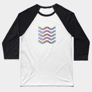 red blue green water waves design Baseball T-Shirt